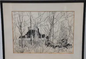 Kees Bol - Inkttekening van Huis tussen de bomen, gedateerd en gesigneerd kaufen? Bieten Sie von 125!