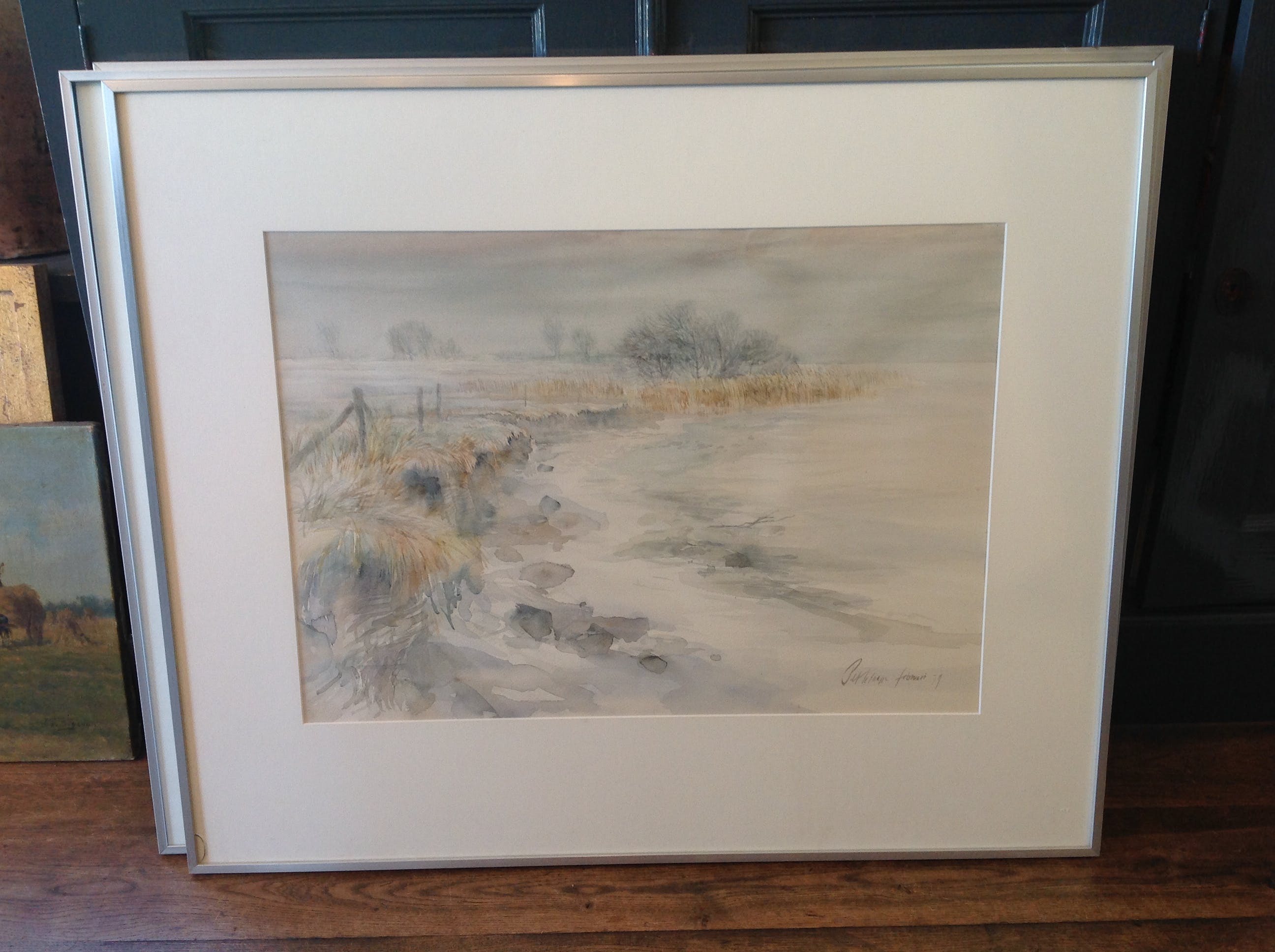 Piet Klaasse - Winters landschap met een beek  kopen? Bied vanaf 20!