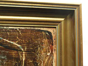 Frits van Eeden - Olieverf en stift op paneel, Twee gezichten – 1974 – Lijst, 49½ x 67½ cm. kopen? Bied vanaf 125!