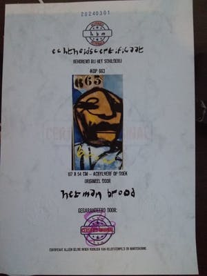 Herman Brood - schilderij, kop 663, ingelijst + HB-M certificaat kopen? Bied vanaf 3450!