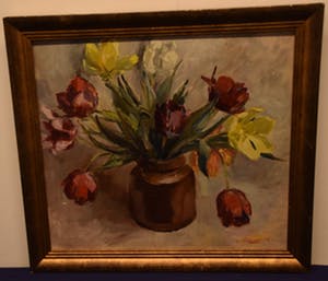 Henk van Leeuwen - Stilleven met tulpen - olieverf op hardboard kopen? Bied vanaf 100!