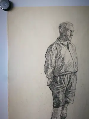 Willem Dooijewaard - Portret staande man in korte broek. kopen? Bied vanaf 79!