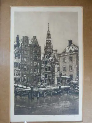 Cornelis Brandenburg - Twee etsen van de Etser van de Amsterdamse grachten. kopen? Bied vanaf 79!