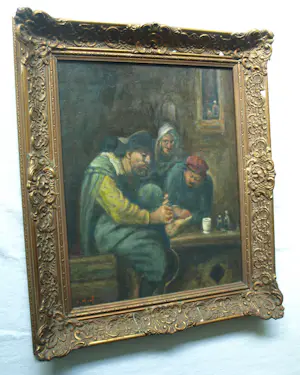 Jakob van Hoof - Olieverf op doek, Bij de Dokter I – Lijst, 64 x 54 cm. kopen? Bied vanaf 90!