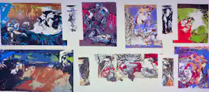 Buy Anita de Baaij - Zeefrdruk en monotype, Lot van 7 zeefdrukken en 4 monotypes? Bid from 150!
