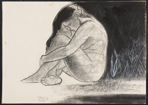 Margot Hudig-Heldring - Pastelkrijt en aquarel, Zittend naakt kopen? Bied vanaf 1!