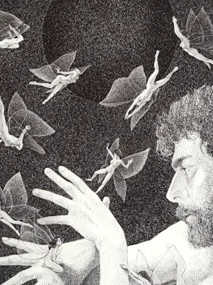 Michel Ghinet - Prächtige surrealistische chinesische Tusche" kopen? Bied vanaf 175!