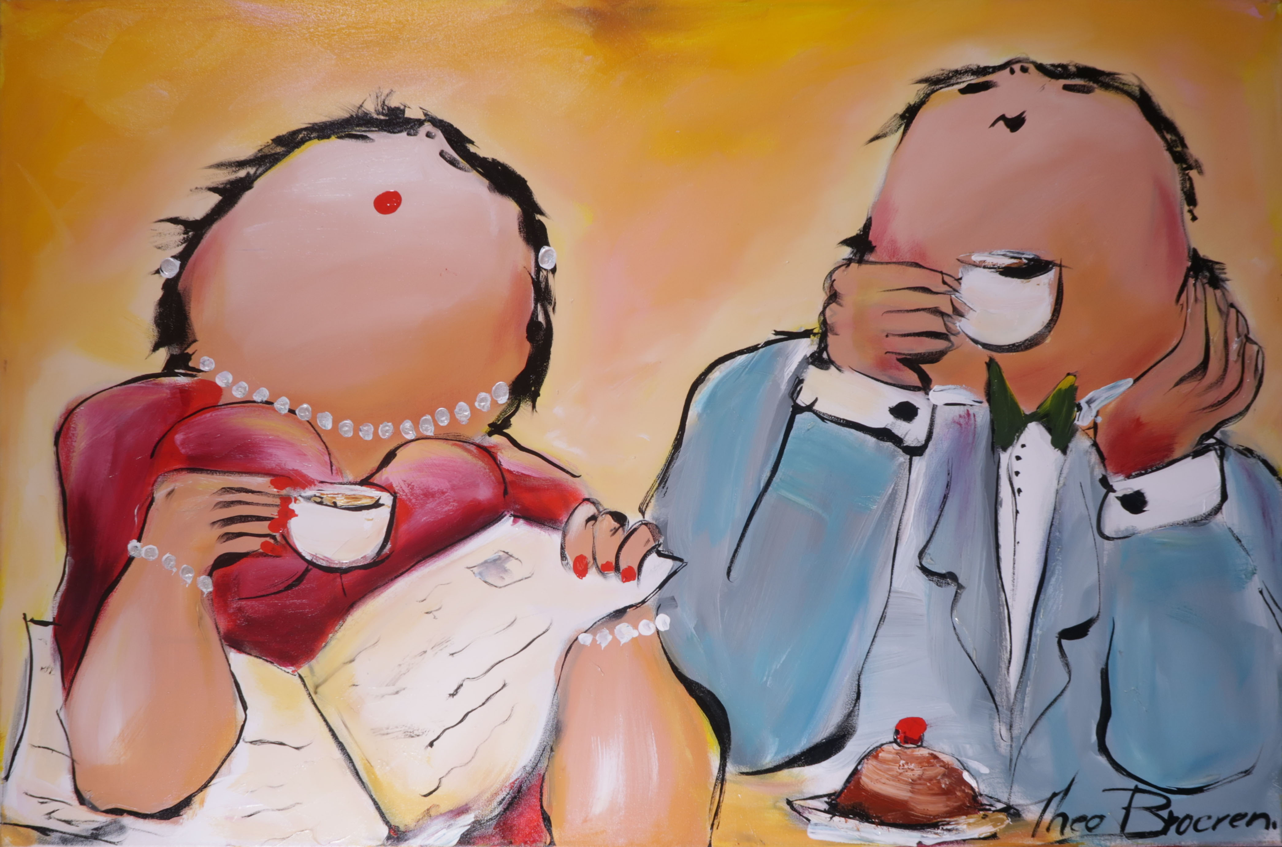 Theo Broeren - Acryl op doek, Zonder titel (Groot) verkocht voor € 150!