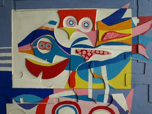 Peter Nieuwendijk - Houtreliëf, “Op 2 passen van mijn raam” – gesigneerd – 1967 kopen? Bied vanaf 150!