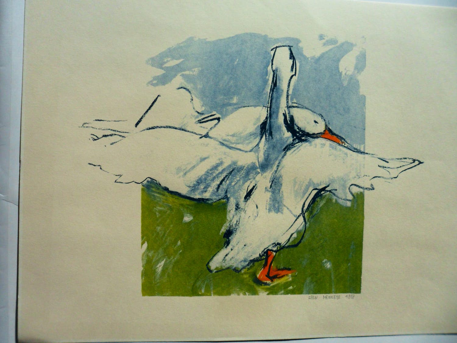 Ellen Meuwese - zeefdruk - 'Ganzen' kopen? Bied vanaf 30!