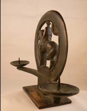 Brons (Onbekend) - Kandelaar Ruiter te paard kopen? Bied vanaf 45!