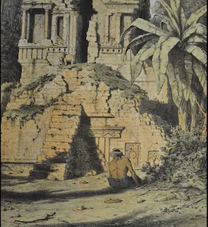 Jan Weissenbruch - litho, ruine van een tjandi, in een pepertuin te Bangil kopen? Bied vanaf 30!