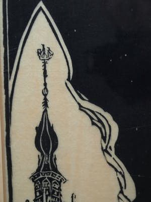 Niet of onleesbaar gesigneerd - Ingelijste houtsnede , Stadhuis van Veere kopen? Bied vanaf 1!