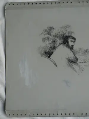 Metten Koornstra - Originele drukplaat , “Man en vrouw aan tafel” – ca 1965 kopen? Bied vanaf 1!