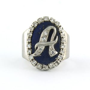 18k gouden ring bezet met lapis lazuli en 8 kant geslepen diamant tot. 0.15ct kopen? Bied vanaf 500!