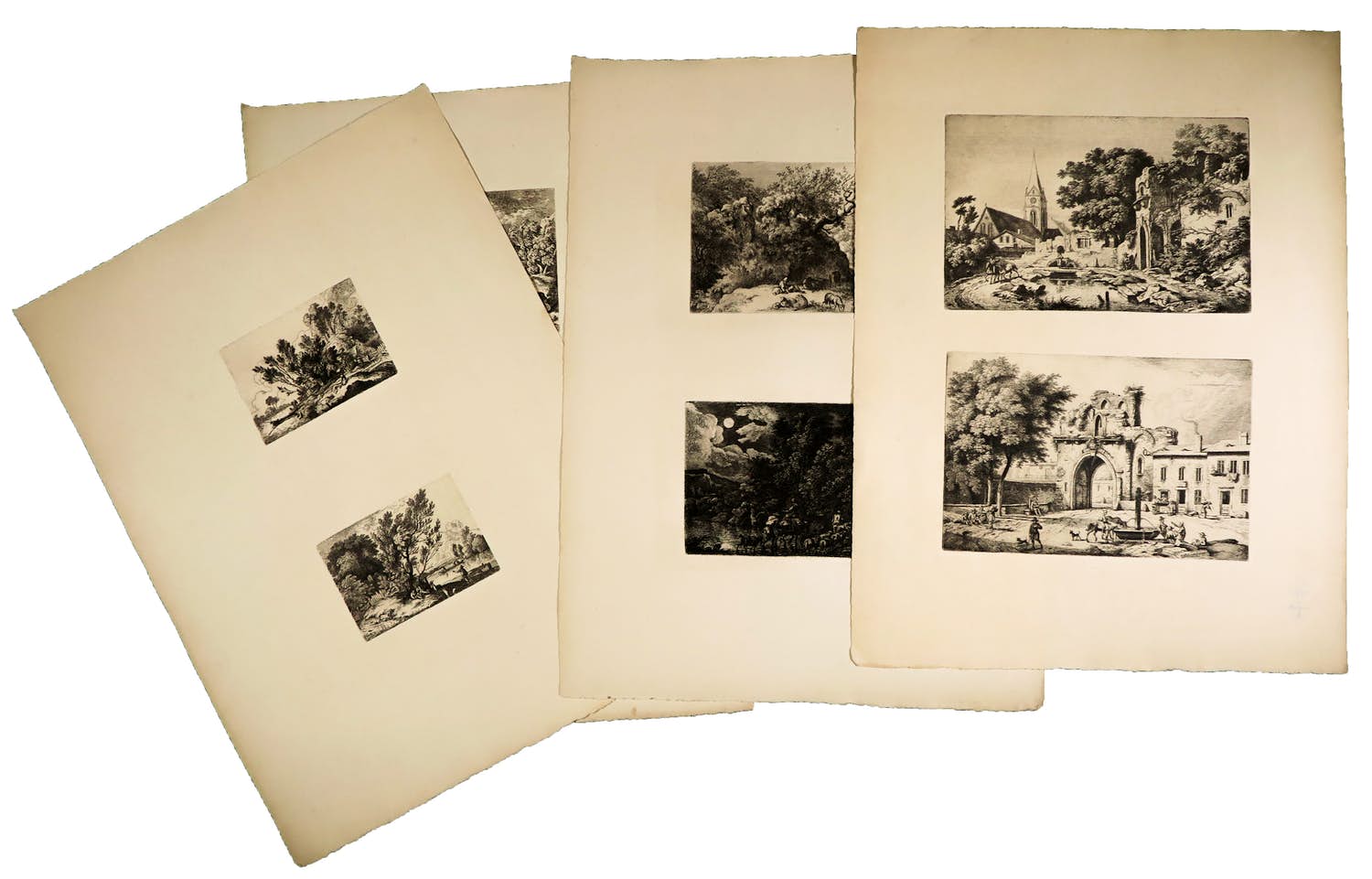 Ferdinand Kobell - Lot van acht etsen uit Oeuvres complètes de Ferdinand Kobell verkocht voor € 1!