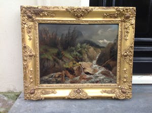 Willem Jan van den Berghe - B8202 - Berglandschap met rivier kopen? Bied vanaf 950!