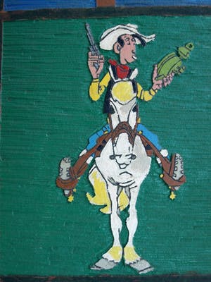 Curiosa - 12 Uit linoleum gesneden covers Lucky Luke – Groot – jaren ‘70 kopen? Bied vanaf 1!