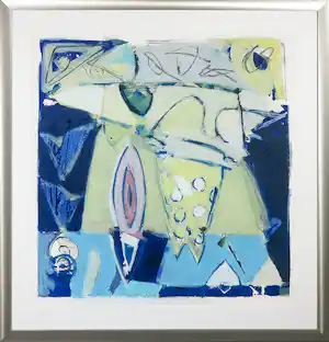 Piet Warffemius - Handbeschilderde zeefdruk, Abstracte compositie - Ingelijst verkauft für € 50!