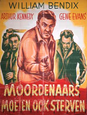 Grote reclameposter (origineel) v.d. film 'Moordenaars moeten ook sterven' 1960 verkocht voor € 1!