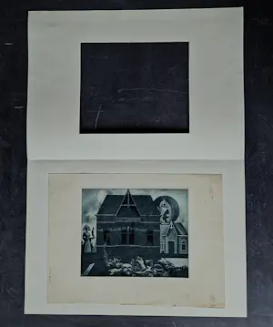 Theo Ros - sinistere staalgravure/aquatint "Day after night before" zeer kleine oplage (15) kopen? Bied vanaf 44!