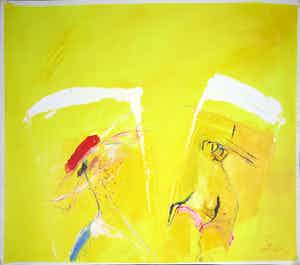 Franscz Witte - Olieverf en Acryl op papier, Jense ballade IV verkocht voor € 35!