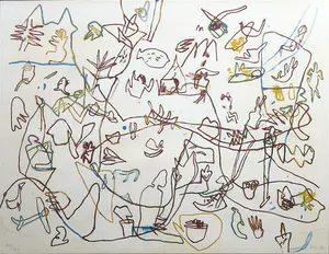 Jan Voss - Litho, Sans titre / Prent 190 - Ingelijst kopen? Bied vanaf 1!