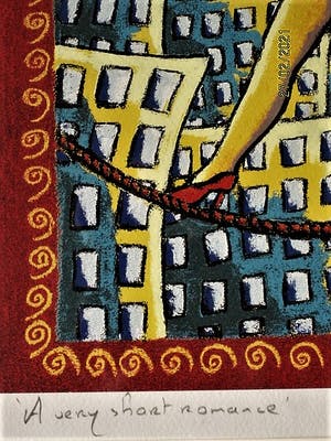 Jacques Tange - populair Rotterdams graficus - gesigneerde Zeefdruk - a very short romance - kopen? Bied vanaf 40!