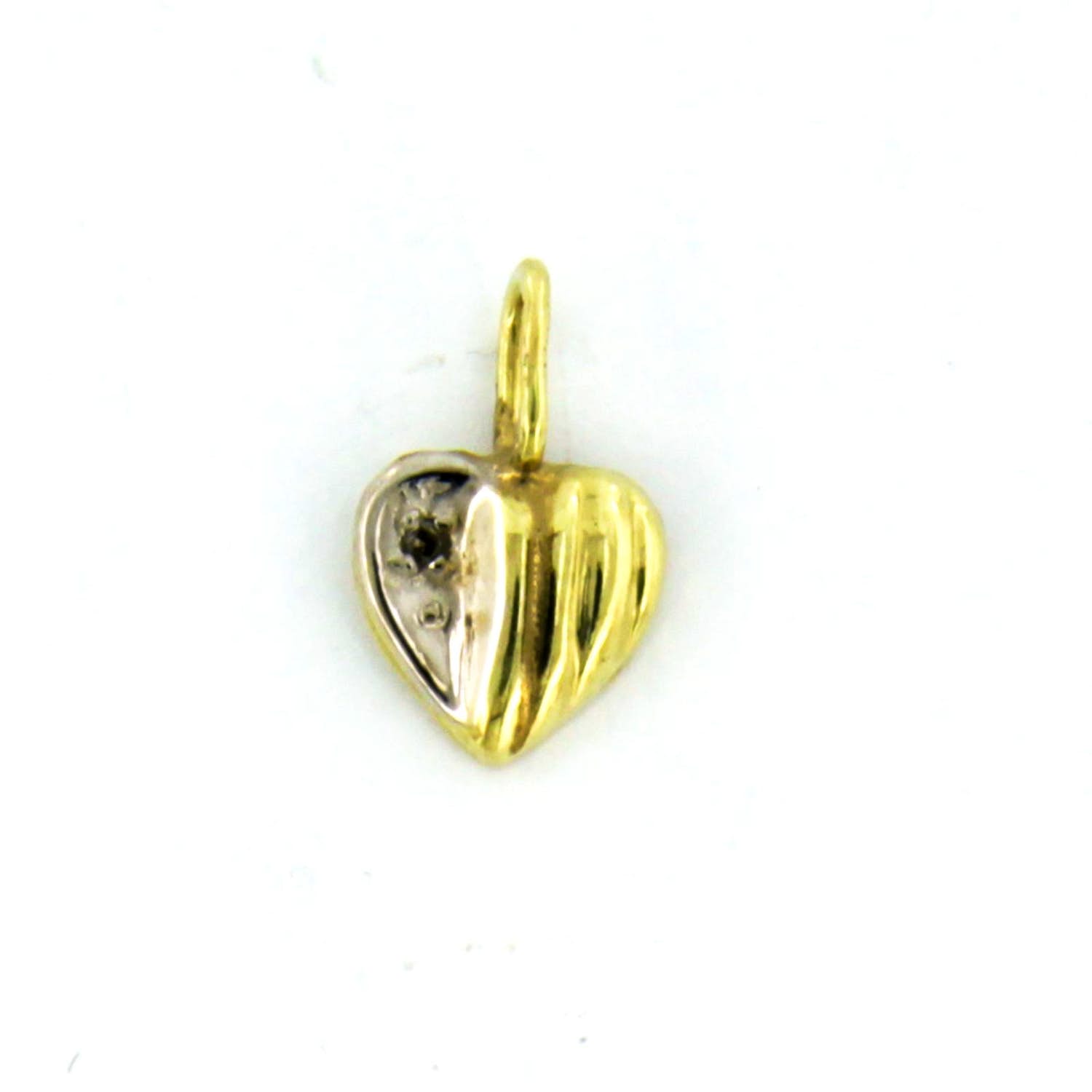 14k bicolor gouden hanger in een vorm van een hart met diamant kopen? Bied vanaf 35!