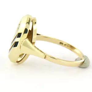 14k geelgouden ring bezet met onyx en briljant geslepen diamant tot. 0.02ct kopen? Bied vanaf 300!