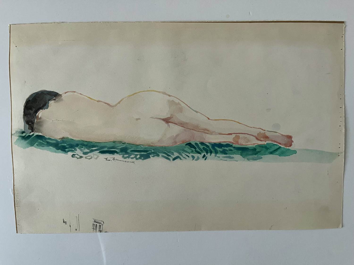 Theo Beerendonk - aquarel Liggend naakt kopen? Bied vanaf 45!