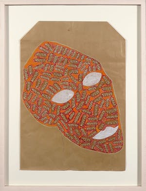 Dirk Celis - Gemengde techniek op kraftpapier, Zonder titel - Ingelijst kopen? Bied vanaf 50!