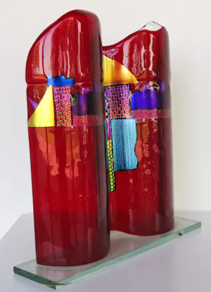 Bert Grotjohann - Glas, Kleurrijk abstract glazen object kopen? Bied vanaf 150!