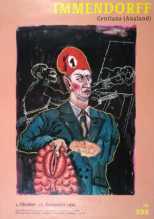 Jorg Immendorff - Gesigneerd affiche, Gyntiana (Aualand) tentoonstelling verkocht voor € 1!