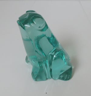 Exbor Sklo - Art deco facet geslepen presse papier ven een groene kikker kopen? Bied vanaf 35!