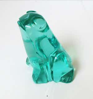 Exbor Sklo - Art deco facet geslepen presse papier ven een groene kikker verkocht voor € 35!