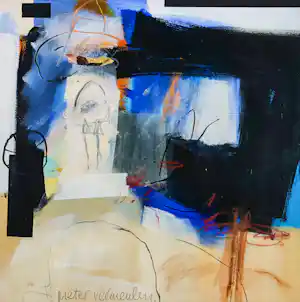 Pieter Vermeulen - Acryl op doek, Huis in de bergen verkauft für € 125!
