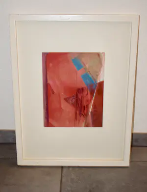 Ruud van der Beele - Gemengde techniek op papier - (Rood) Zonder titel - Ingelijst kopen? Bied vanaf 35!