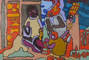 Hans Hartman - Acryl op papier, Zonder titel - Ingelijst kopen? Bied vanaf 60!