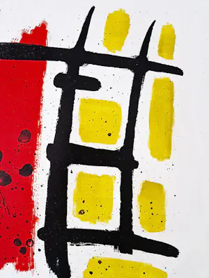 Wim Motz - 1957 - geometrisch abstracte kleuren-lithografie - zonder titel- gesigneerd kopen? Bied vanaf 39!