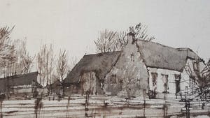 Otto Dicke - pen gewassen inkt boerderij, 1975 gesigneerd kopen? Bied vanaf 100!