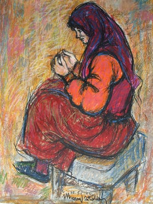 Muhammed Bilgehan Atalay - Pastel , “Vrouw op stoel” – Groot - 1992 kopen? Bied vanaf 1!