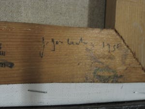 Jan Grotenbreg - Bijzonder Acrylverf en cement op doek "Kijken naar de Maan" gesigneerd kopen? Bied vanaf 80!