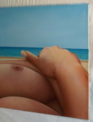 Kees Gerritse - Olieverf op doek , Op het strand – 1989 – 65 x 90 cm kopen? Bied vanaf 500!