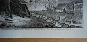 Simon Fokke - De slag bij Chatham 1667 - ets naar het schilderij van Jan de Baen kopen? Bied vanaf 45!