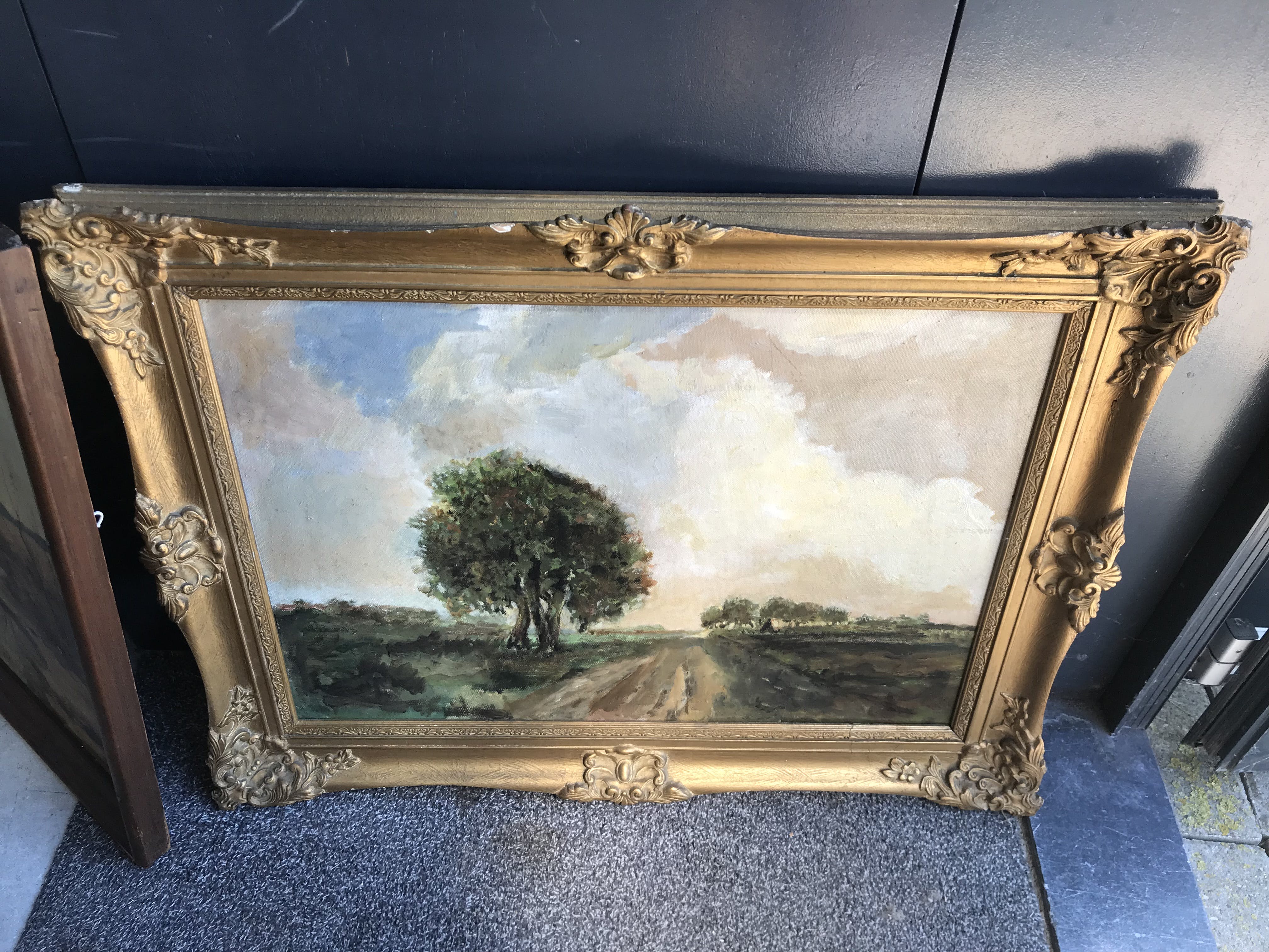 Niet of onleesbaar gesigneerd - landschap met boerenweggetje en bomen kopen? Bied vanaf 1!