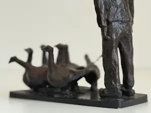Piet Brouwer - metalen sculptuur | 'n Gaanzendriewer' | 1997 kopen? Bied vanaf 450!