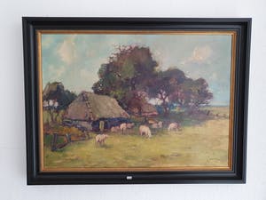 Niet of onleesbaar gesigneerd - Schaapskooi onder de bomen kopen? Bied vanaf 1!