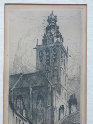 Eugene Lucker - Noordelijke Kerktrappen Nijmegen - Ets kopen? Bied vanaf 125!