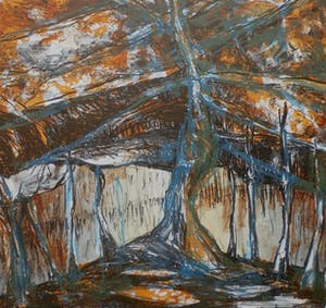 Birgit Stigter - zeefdruk: Mytische boomcirkel - 1991 kopen? Bied vanaf 45!